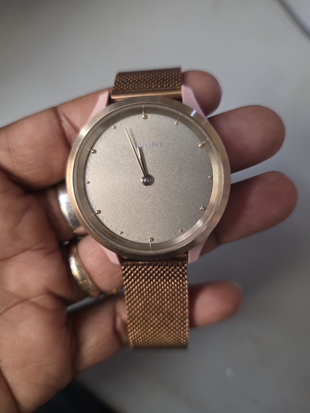 garmin Rose Gold Mesh Band Minimalist Watch